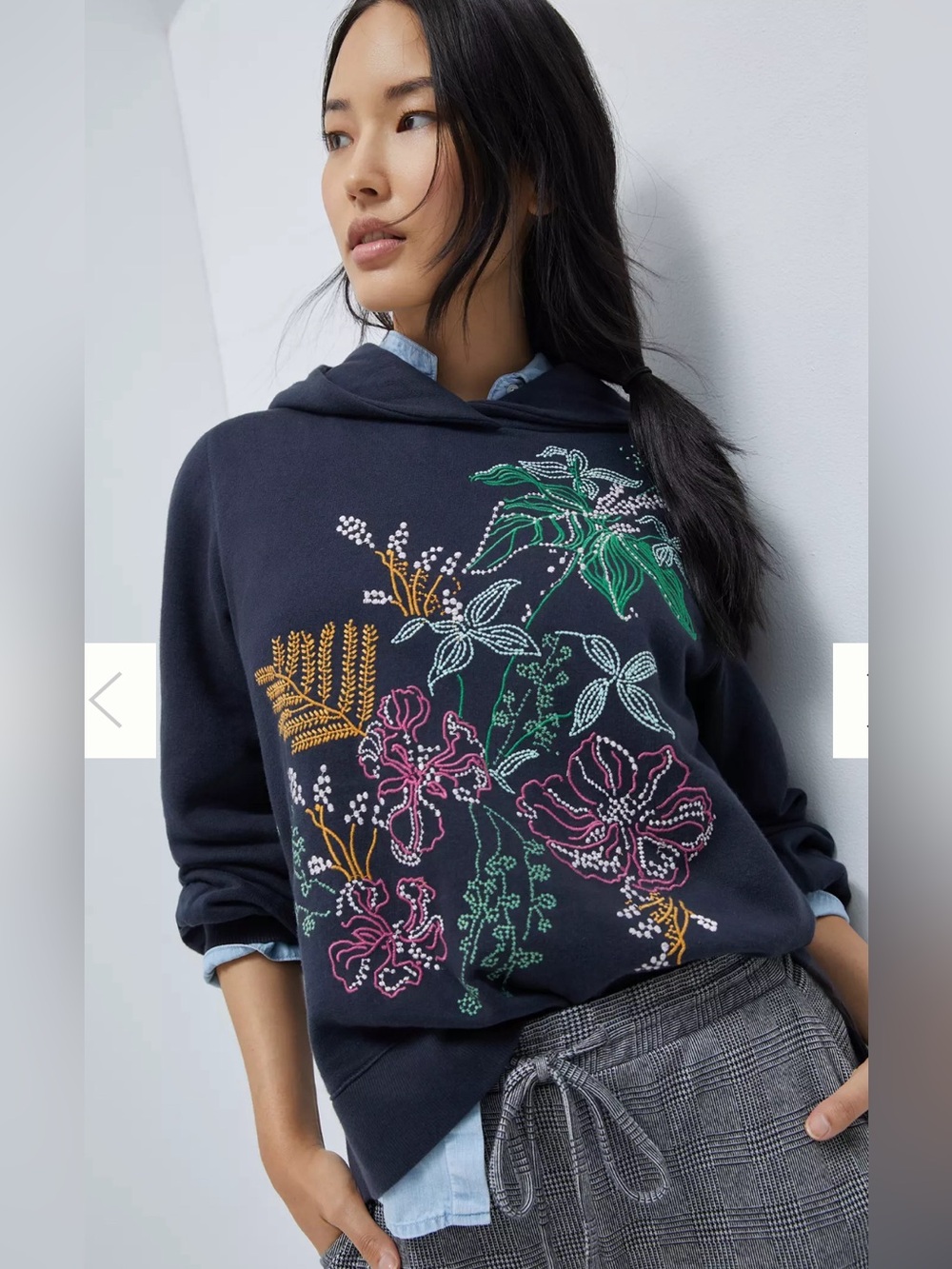 Anthropologie Maeve Zooey Embroidered Hoodie